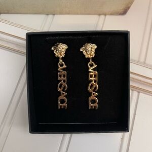 Gold Medusa Style Drop Earrings Statement Fashion Jewelry